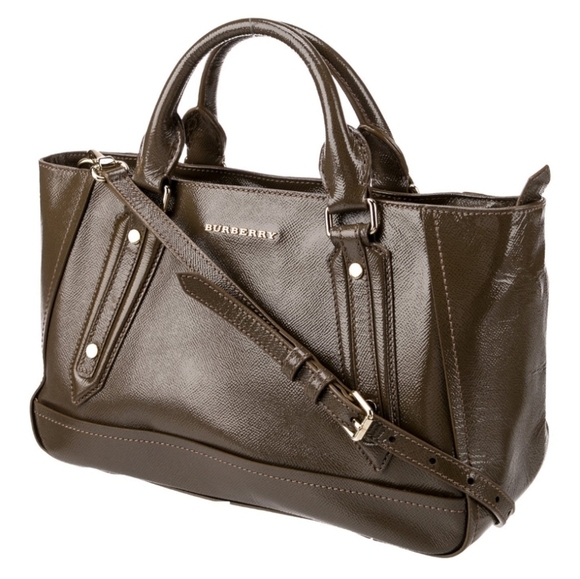 Burberry Patent Leather Somerford Tote Sachel Shoulder Bag  Officesiren - Picture 4 of 16